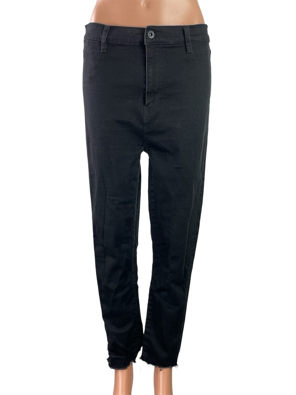 Kendall + Kylie Skycaper Black High Waist Raw Hem Skinny Denim Jeans Pants 13/31